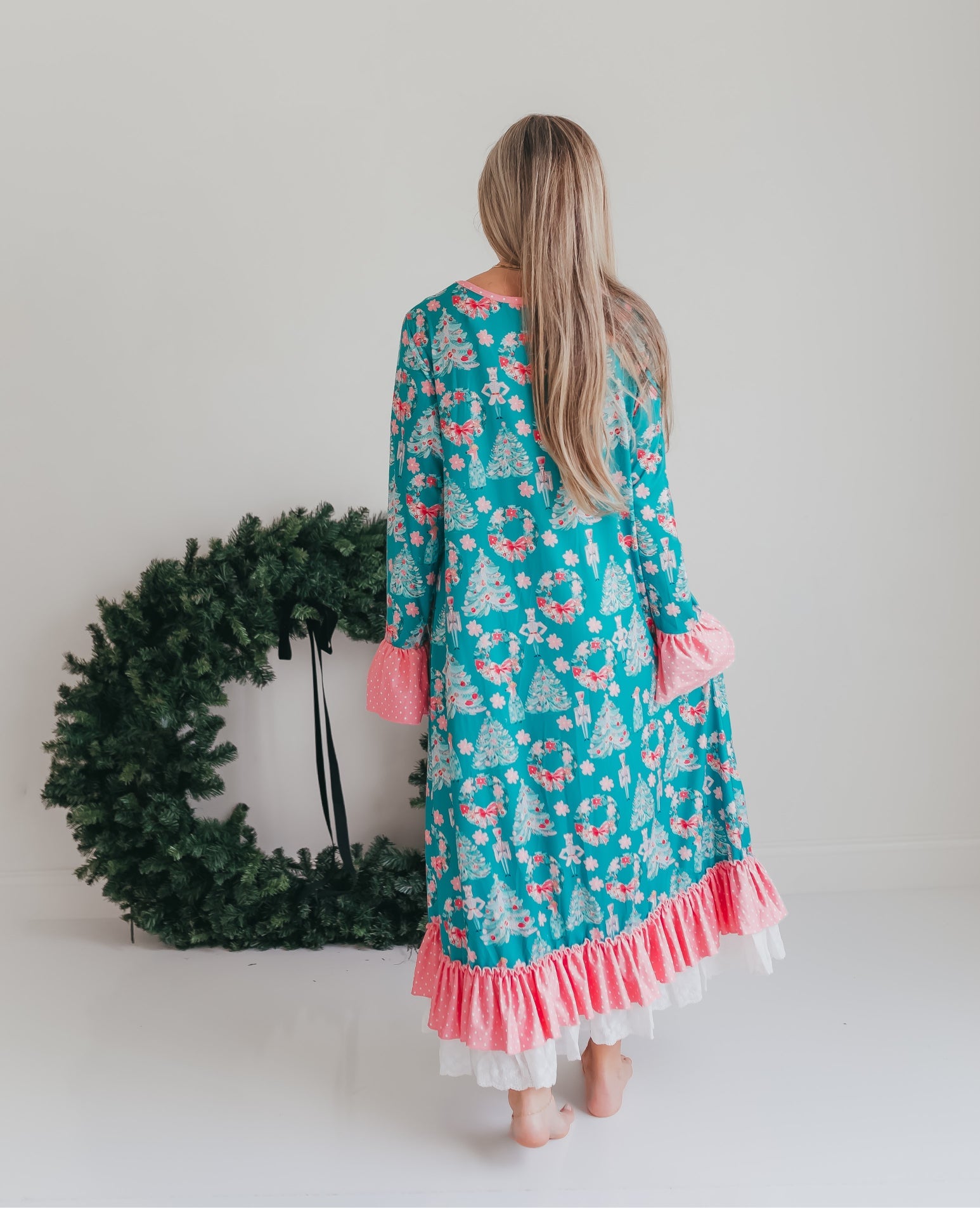 Women's Pink Teal Nutcracker Lounge Gown